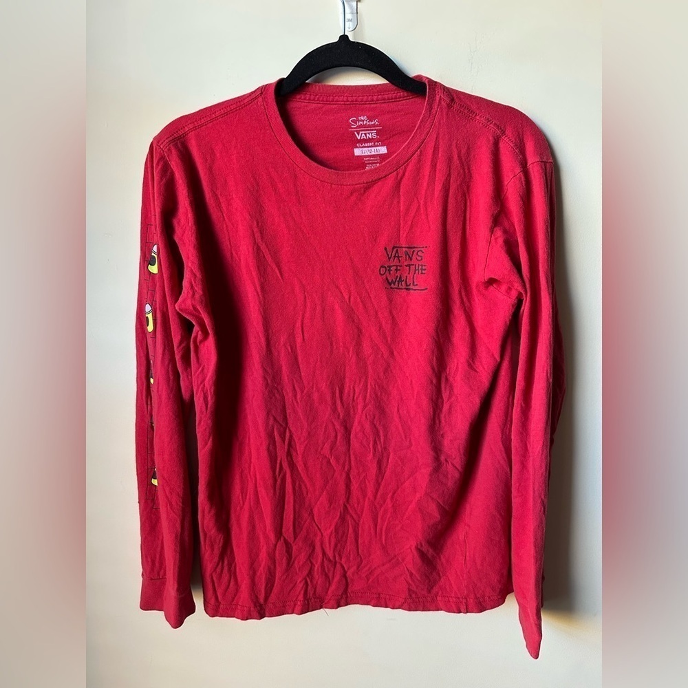 Vans Off The Wall Bart Simpson Shirt Red Long Sleeve Size Large (12/14) El Barto